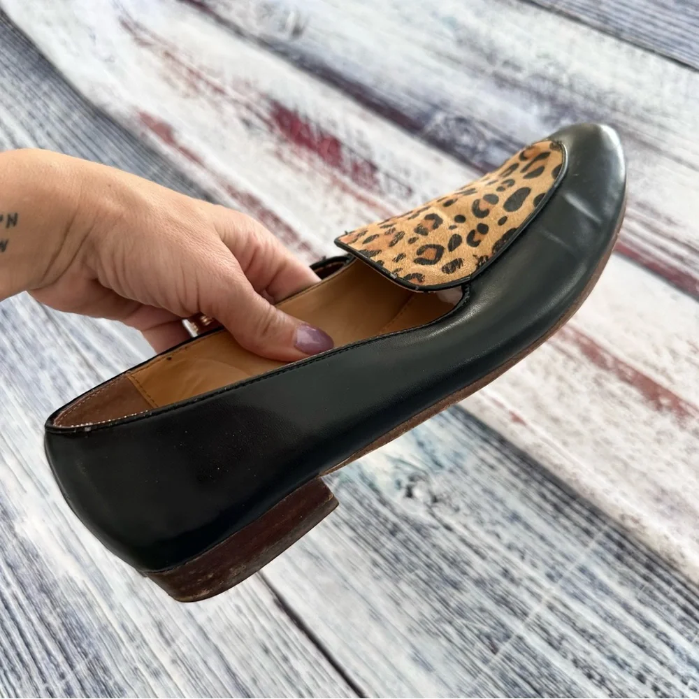 J. Crew Leopard Print Black Loafers